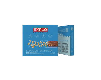 Caja barras cacahuate+sal de mar Explo 4pzas
