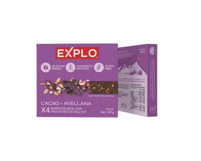 Caja barras cacao+avellana Explo 4pzas