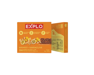 Caja barras mango+maracuyá Explo 4pzas